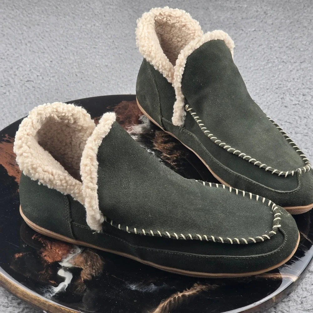 Blondo Waterproof Suede Ankle Boots Women 9M Olive Green Sherpa‎ Lined